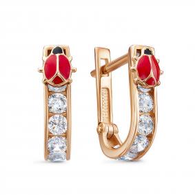 Золотые серьги КЮЗ Del'ta D1206662 с фианитом D1206662 фото