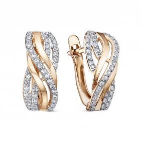 Золотые серьги КЮЗ Del'ta D1206672 с фианитом D1206672 фото