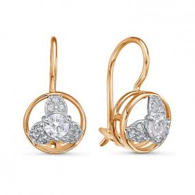 Золотые серьги КЮЗ Del'ta D1206695 с фианитом D1206695 фото