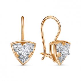 Золотые серьги КЮЗ Del'ta D1206712 с фианитом D1206712 фото