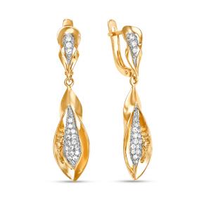 Золотые серьги КЮЗ Del'ta D120674 с фианитом D120674 фото