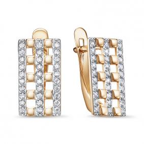 Золотые серьги КЮЗ Del'ta D1206753 с фианитом D1206753 фото