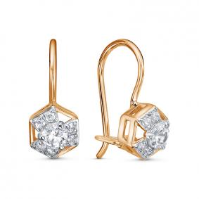 Золотые серьги КЮЗ Del'ta D1206762 с фианитом D1206762 фото