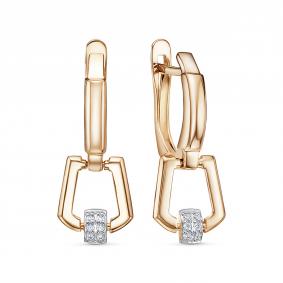 Золотые серьги КЮЗ Del'ta D1206855 с фианитом D1206855 фото
