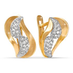 Золотые серьги КЮЗ Del'ta D120689 с фианитом D120689 фото