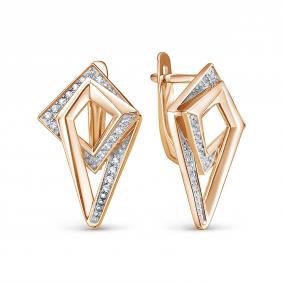 Золотые серьги КЮЗ Del'ta D1206907 с фианитом D1206907 фото