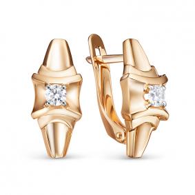 Золотые серьги КЮЗ Del'ta D1206909 с фианитом D1206909 фото