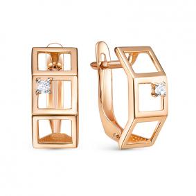 Золотые серьги КЮЗ Del'ta D1206954 с фианитом D1206954 фото
