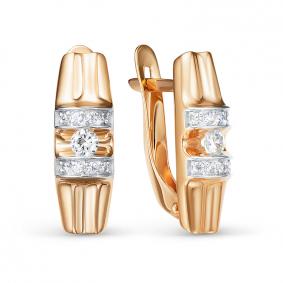 Золотые серьги КЮЗ Del'ta D1207017 с фианитом D1207017 фото
