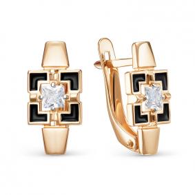 Золотые серьги КЮЗ Del'ta D1207042 с фианитом D1207042 фото