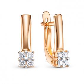 Золотые серьги КЮЗ Del'ta D1207086 с фианитом D1207086 фото