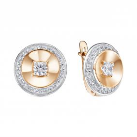 Золотые серьги КЮЗ Del'ta D1207113 с фианитом D1207113 фото