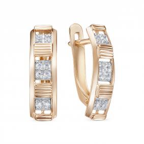 Золотые серьги КЮЗ Del'ta D1207156 с фианитом D1207156 фото