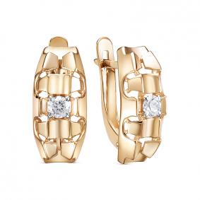 Золотые серьги КЮЗ Del'ta D1207188 с фианитом D1207188 фото