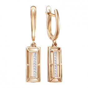 Золотые серьги КЮЗ Del'ta D1207198 с фианитом D1207198 фото