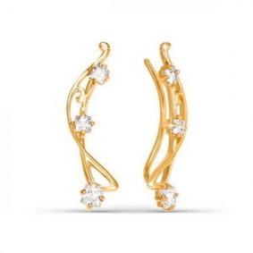 Золотые серьги КЮЗ Del'ta D120722 с фианитом D120722 фото