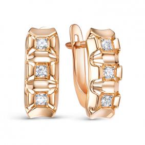 Золотые серьги КЮЗ Del'ta D1207259 с фианитом D1207259 фото