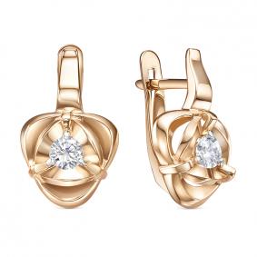 Золотые серьги КЮЗ Del'ta D1207266 с фианитом D1207266 фото