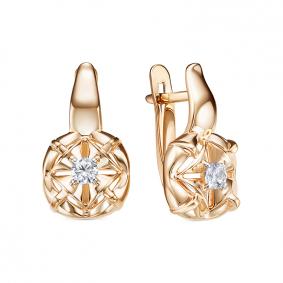 Золотые серьги КЮЗ Del'ta D1207267 с фианитом D1207267 фото