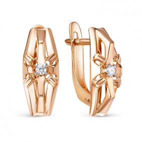 Золотые серьги КЮЗ Del'ta D1207277 с фианитом D1207277 фото