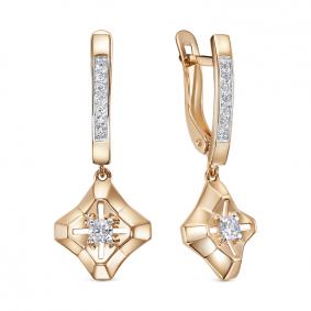 Золотые серьги КЮЗ Del'ta D1207291 с фианитом D1207291 фото