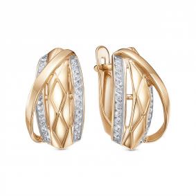 Золотые серьги КЮЗ Del'ta D1207309 с фианитом D1207309 фото