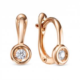 Золотые серьги КЮЗ Del'ta D1207390 с фианитом D1207390 фото