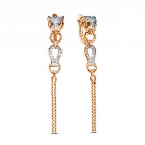 Золотые серьги КЮЗ Del'ta D1207429 с фианитом D1207429 фото