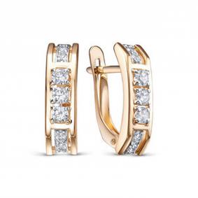 Золотые серьги КЮЗ Del'ta D1207432 с фианитом D1207432 фото