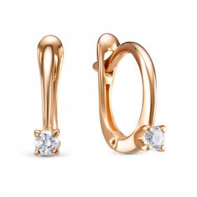 Золотые серьги КЮЗ Del'ta D1207450 с фианитом D1207450 фото