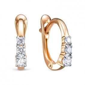 Золотые серьги КЮЗ Del'ta D1207451 с фианитом D1207451 фото