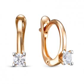 Золотые серьги КЮЗ Del'ta D1207452 с фианитом D1207452 фото