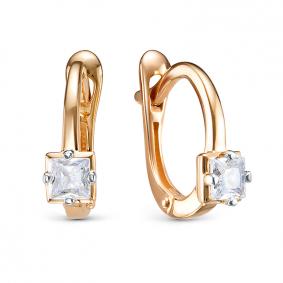 Золотые серьги КЮЗ Del'ta D1207474 с фианитом D1207474 фото
