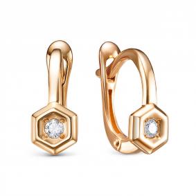 Золотые серьги КЮЗ Del'ta D1207475 с фианитом D1207475 фото