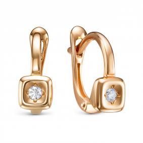 Золотые серьги КЮЗ Del'ta D1207476 с фианитом D1207476 фото