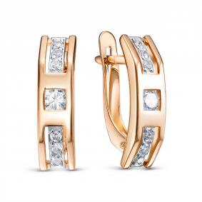 Золотые серьги КЮЗ Del'ta D1207481 с фианитом D1207481 фото