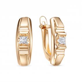 Золотые серьги КЮЗ Del'ta D1207521 с фианитом D1207521 фото
