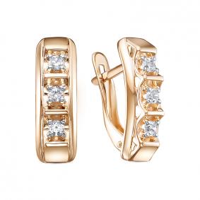 Золотые серьги КЮЗ Del'ta D1207522 с фианитом D1207522 фото