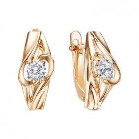 Золотые серьги КЮЗ Del'ta D1207525 с фианитом D1207525 фото