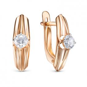 Золотые серьги КЮЗ Del'ta D1207527 с фианитом D1207527 фото