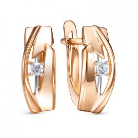 Золотые серьги КЮЗ Del'ta D1207536 с фианитом D1207536 фото