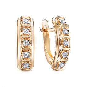 Золотые серьги КЮЗ Del'ta D1207541 с фианитом D1207541 фото