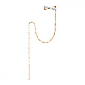 Одиночная серьга из золота КЮЗ Del'ta с фианитом D1207543 D1207543 фото