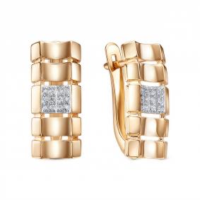 Золотые серьги КЮЗ Del'ta D1207554 с фианитом D1207554 фото