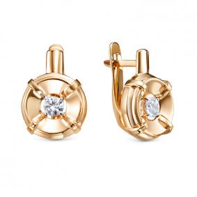 Золотые серьги КЮЗ Del'ta D1207634 с фианитом D1207634 фото