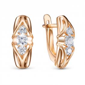 Золотые серьги КЮЗ Del'ta D1207643 с фианитом D1207643 фото