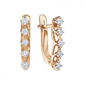 Золотые серьги КЮЗ Del'ta D1207693 с фианитом D1207693 фото