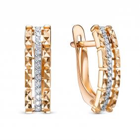 Золотые серьги КЮЗ Del'ta D1207694 с фианитом D1207694 фото