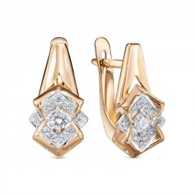 Золотые серьги КЮЗ Del'ta D1207756 с фианитом D1207756 фото
