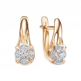 Золотые серьги КЮЗ Del'ta D1207761 с фианитом D1207761 фото